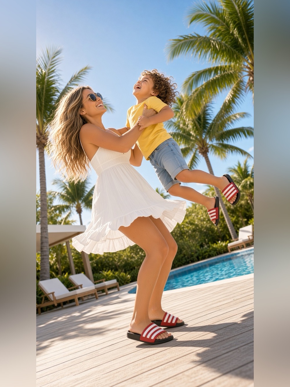 Adidas Adilette Shower Slides - Kids RED/WHITE 3-Stripes ✨-NWB - Picture 4 of 9